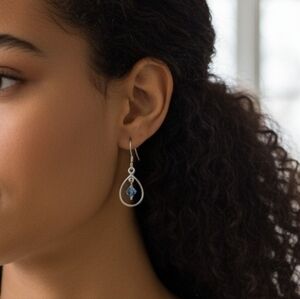 Ashley Andrews Sterling Silver Teardrop Earrings with Light Blue Crystals